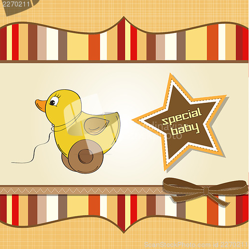 Image of welcome card with duck toy