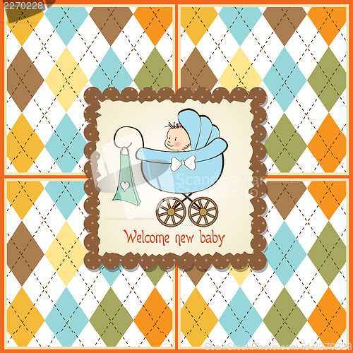 Image of baby announcement card with little boy