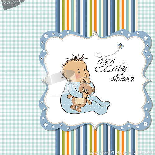 Image of baby announcement card with little boy