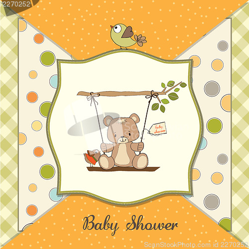 Image of baby greeting card with teddy bear