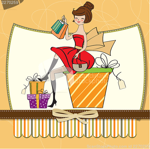 Image of pretty young woman who is happy that she went shopping