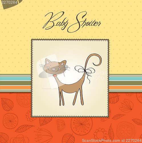 Image of new baby shower card with cat