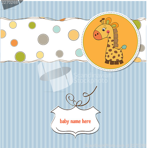 Image of new baby announcement card with giraffe