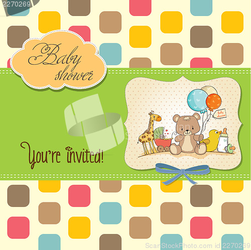 Image of baby shower card with toys