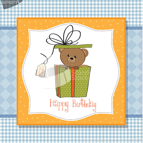 Image of birthday greeting card with teddy bear