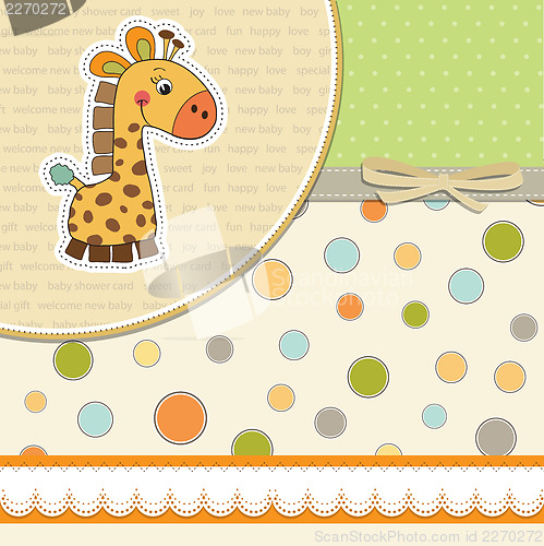 Image of new baby announcement card with giraffe
