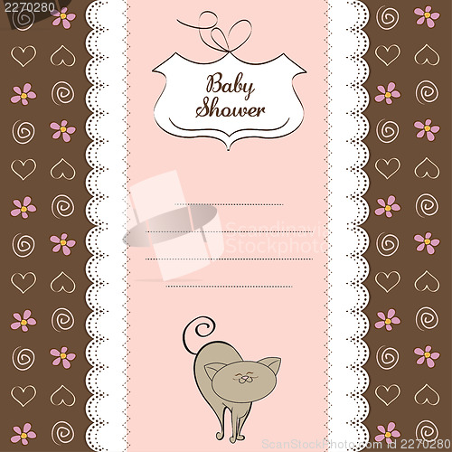 Image of new baby shower card with cat