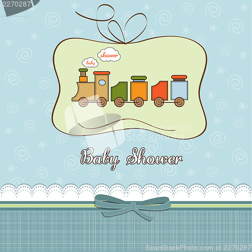 Image of baby  shower card with toy train