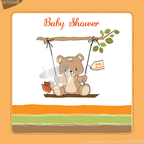 Image of baby greeting card with teddy bear