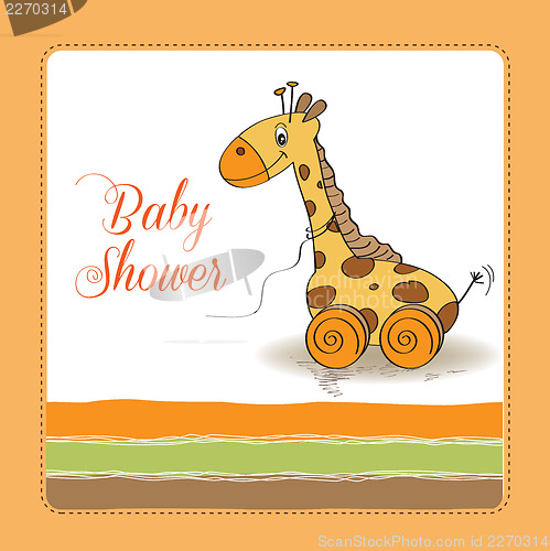 Image of Baby shower card with cute giraffe