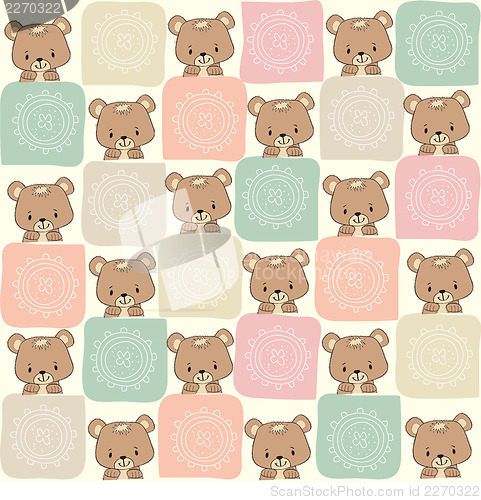 Image of childish seamless pattern with teddy bear