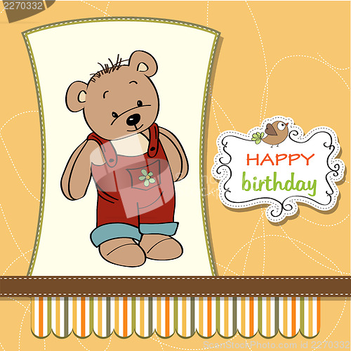 Image of birthday greeting card with teddy bear