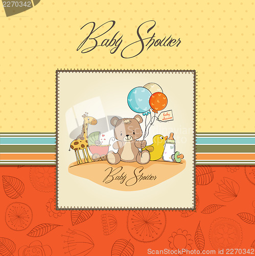 Image of baby shower card with toys