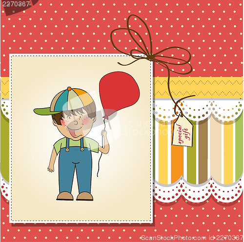 Image of birthday greeting card with little boy