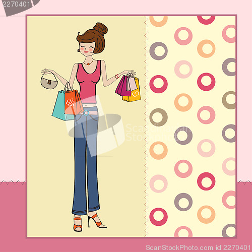 Image of pretty young lady at shopping
