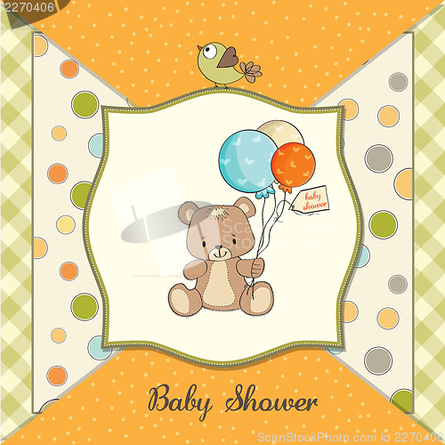 Image of baby shower card with cute teddy bear