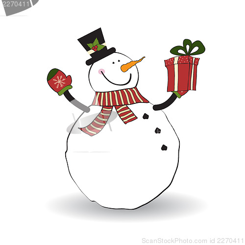 Image of Christmas greeting card with snowman