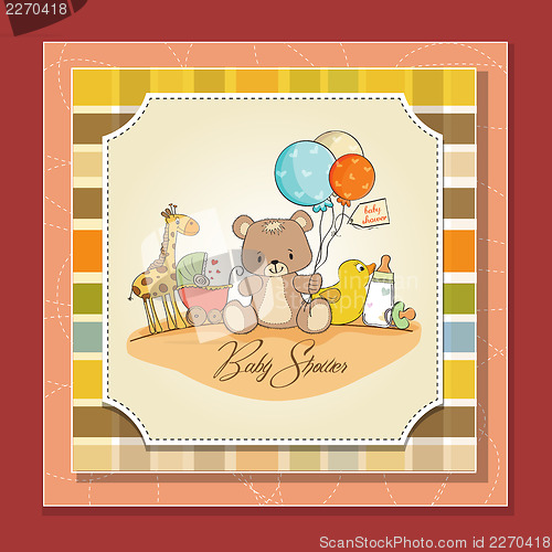 Image of baby shower card with toys