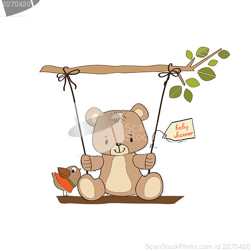 Image of baby greeting card with teddy bear