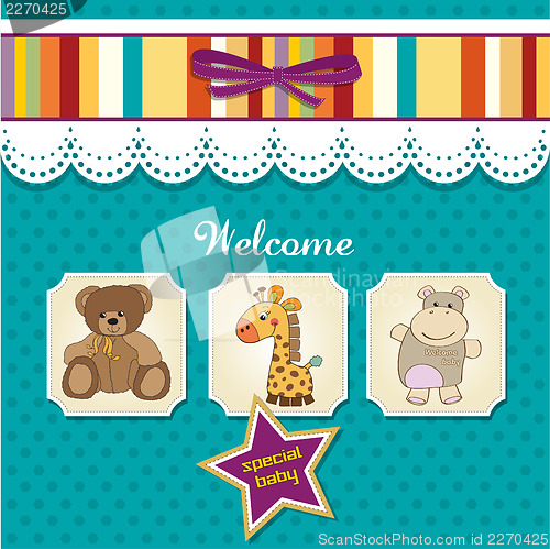 Image of baby shower card with toys