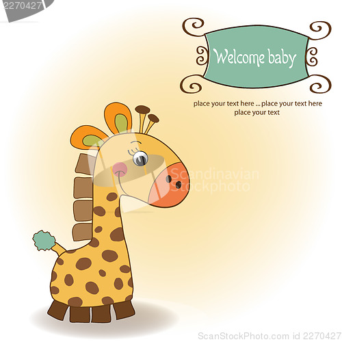 Image of welcome baby card with giraffe