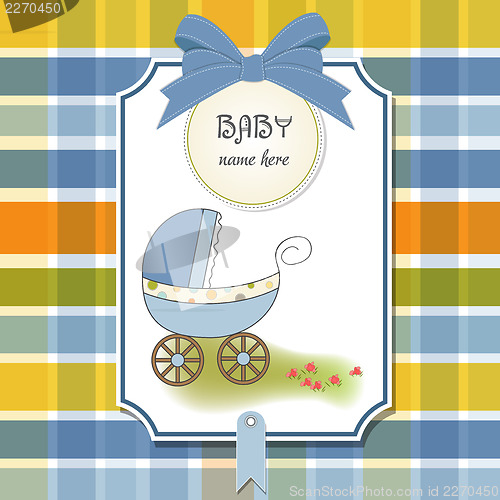 Image of baby announcement card with pram