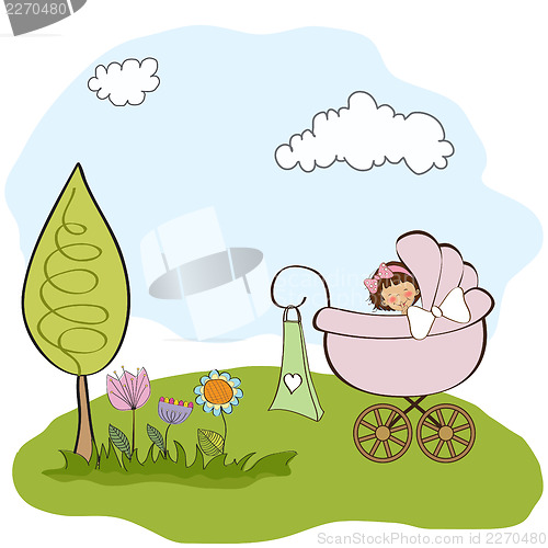 Image of baby girl announcement card