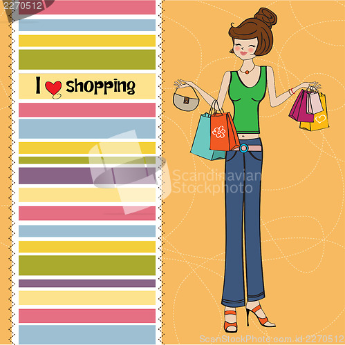 Image of pretty young lady at shopping