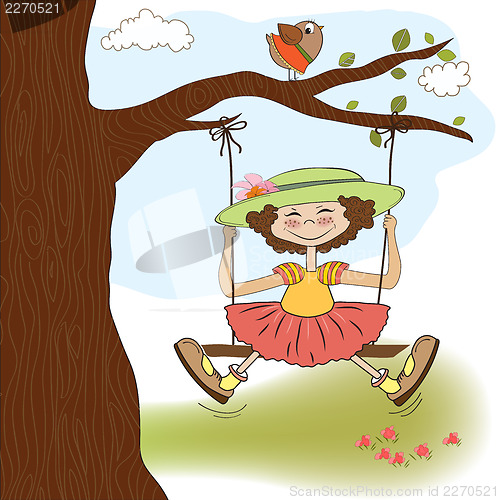 Image of funny girl in a swing