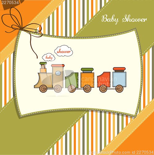 Image of baby  shower card with toy train