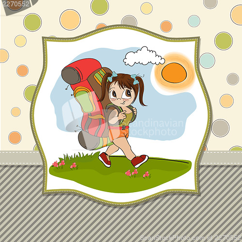 Image of Traveling tourist girl with backpack