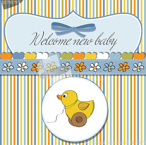 Image of welcome card with duck toy