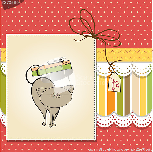 Image of new baby shower card with cat