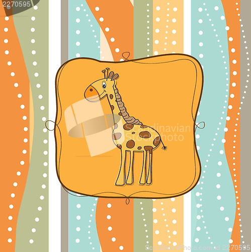 Image of childish greeting card with giraffe