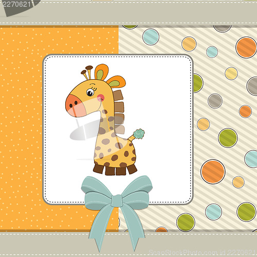 Image of new baby announcement card with giraffe