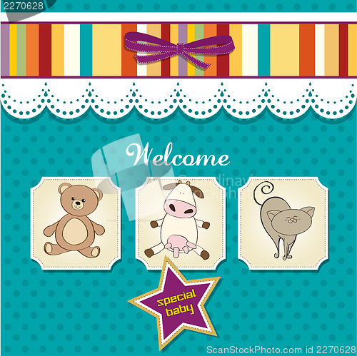 Image of baby shower card with toys