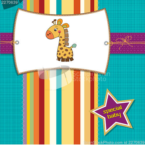 Image of new baby announcement card with giraffe