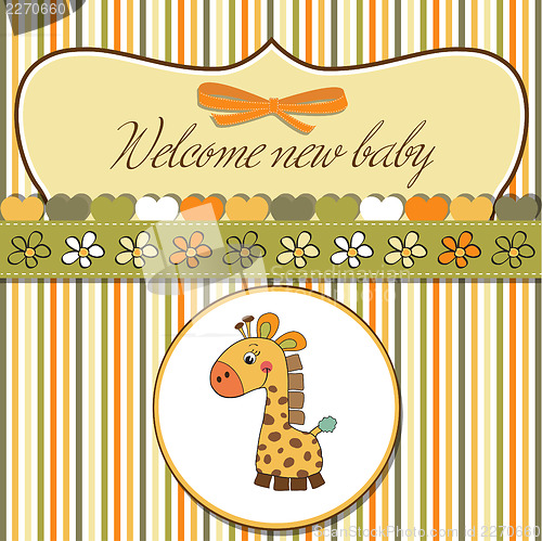 Image of new baby announcement card with giraffe