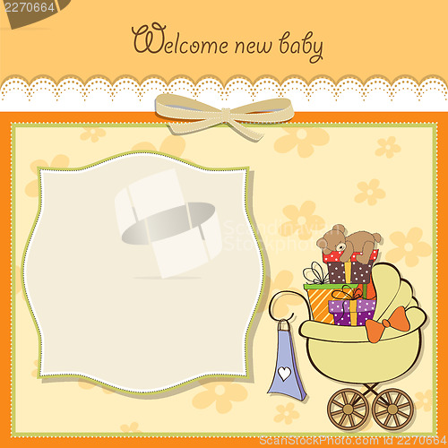 Image of baby shower card with gift boxes