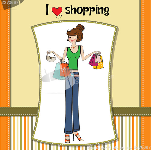 Image of pretty young lady at shopping