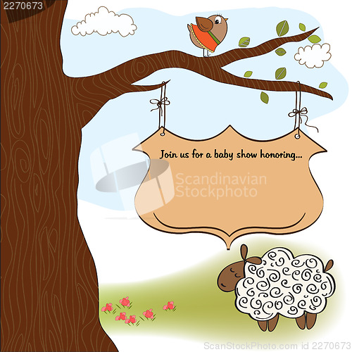 Image of cute baby shower card with sheep