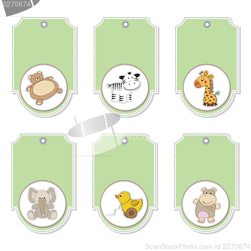 Image of cartoon animals labels set