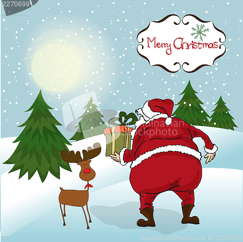 Image of Santa coming, Christmas greeting card