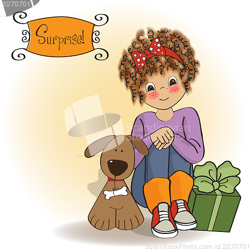 Image of birthday greeting card with pretty little girl