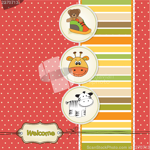 Image of baby shower card with toys