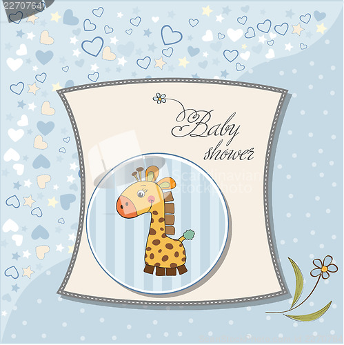 Image of new baby announcement card with giraffe
