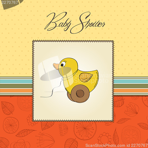 Image of baby shower card with duck toy