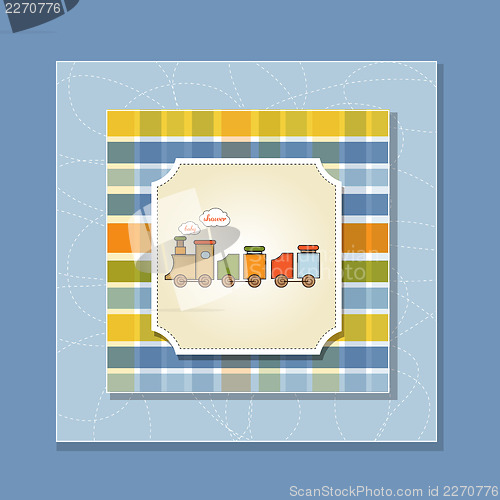 Image of baby  shower card with toy train