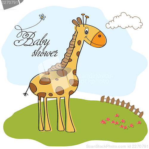 Image of new baby announcement card with giraffe