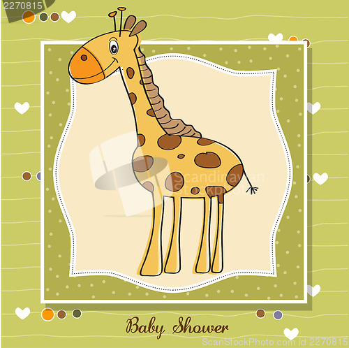 Image of new baby announcement card with giraffe